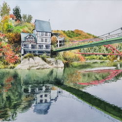 水彩画(風景)№42 Amazon.co.jp: 水彩画 ハガキサイズ ヨーロッパの風景 額装 風景