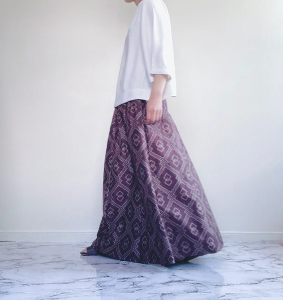 大島紬 証紙有り ハンドメイド 着物リメイク スカート 着物 おうん
