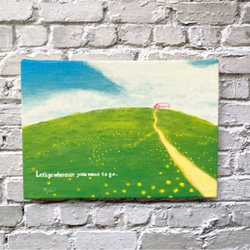 絵画「杉木立を抜けて日差しの中へ」　水彩画 水彩画 風景画「杉木立を通り抜け日差しの中へ」 真作