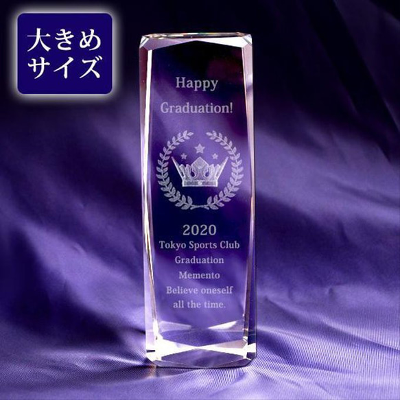 トロフィー クラウン 王冠 3D クリスタルガラス 表彰 名入れ彫刻