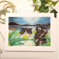 ◇原画◇ 『 ホタル を探しにLet's Goだニャー♪』猫 癒し パステル