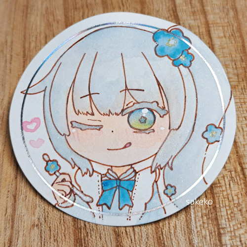 ネモフィラメイドちゃんセット(オリジナル/アナログイラスト) イラスト