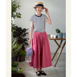 ゴムウエストスカート　ゆとりスカート　100%コットンスカート　ピンクXS-Mサイズ　S263PK　　　　 5枚目の画像