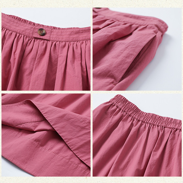 ゴムウエストスカート　ゆとりスカート　100%コットンスカート　ピンクXS-Mサイズ　S263PK　　　　 11枚目の画像