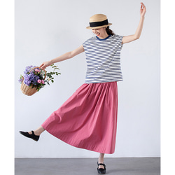 ゴムウエストスカート　ゆとりスカート　100%コットンスカート　ピンクXS-Mサイズ　S263PK　　　　 9枚目の画像