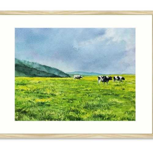 ★吹田草牧「風景」 原画・紙に水彩・額装★真作保証★ 真作】【WISH】久保田魁「上高地」日本画 15号 大作 金落款 共シール