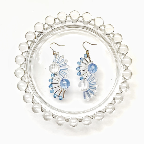 new♡wave earrings（clear blue） 3枚目の画像