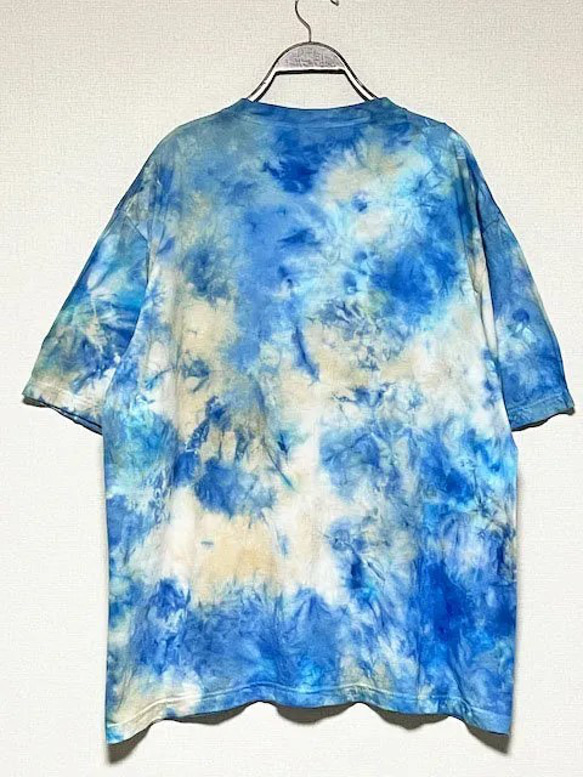 タイダイ染め　ビッグシルエット Tシャツ　Lサイズ　ブルー×ベージュ　 Hippies Dye HD21-55 3枚目の画像