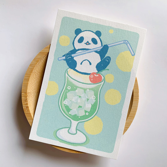 パンダとクリームソーダのポストカード 1枚目の画像