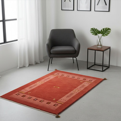 ペルシャ ギャッベ ザクロの木 夜の風景柄 124x78cm 厚み2.74cm RJ6056