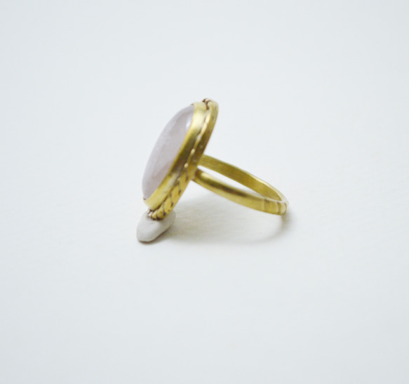 簡單系列-粉水晶‧固定戒圍黃銅戒指‧Type1 第3張的照片