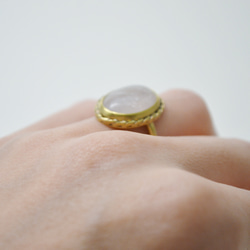 簡單系列-粉水晶‧固定戒圍黃銅戒指‧Type1 第9張的照片