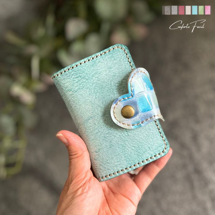 ◆大人気シリーズ◆7色◆イタリア／イタリアンレザーグラスハートの本革キーケース・カード入れ・スマートキー・ラッピング