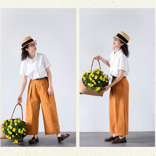 ワイドレンジ　パンツ　　29 mp12773-Accordion Jacquard Denim Wide Straight Pants ワイド