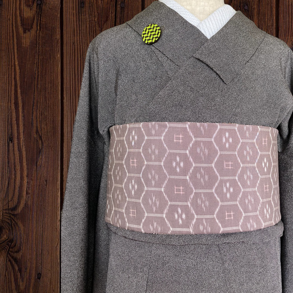 *和服布*成人平子腰帶，半寬，由伊蓋田笠和染尾島製成。長427cm。 第7張的照片