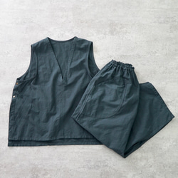 【福袋】V領背心+氣球褲套裝/黑色/三河紡織 第2張的照片