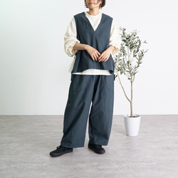 【福袋】V領背心+氣球褲套裝/黑色/三河紡織 第1張的照片