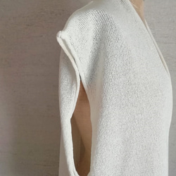 【2024SS新作】軽くて涼しい和紙素材♡ショール衿ジレ（01096）ホワイト 6枚目の画像