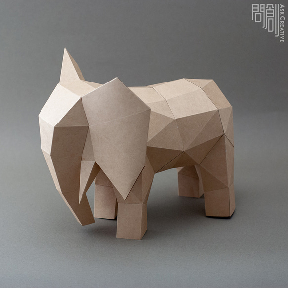 DIY 手作り 3D ペーパーモデルオーナメント小動物シリーズ - 象 (4 色オプション) 3枚目の画像