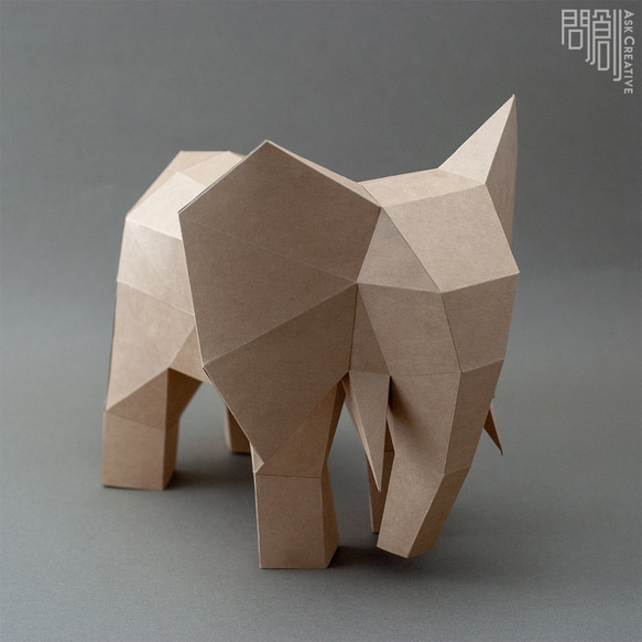 DIY 手作り 3D ペーパーモデルオーナメント小動物シリーズ - 象 (4 色オプション) 2枚目の画像