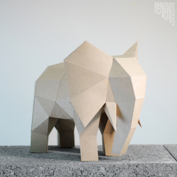 DIY 手作り 3D ペーパーモデルオーナメント小動物シリーズ - 象 (4 色オプション) 1枚目の画像