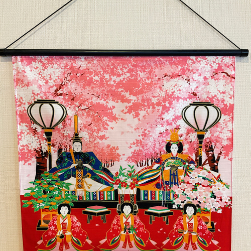 3月ウォールデコ【雛壇桜の森】軸付きタペストリー お雛様壁飾り 3月