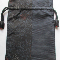 ７７３３　大島紬の着物で作った巾着袋　＃送料無料 3枚目の画像