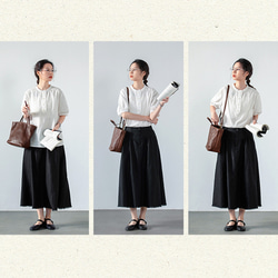 綿麻スカート　ゴムウエストスカート　　ブラック　S-Lサイズ S265BL 6枚目の画像