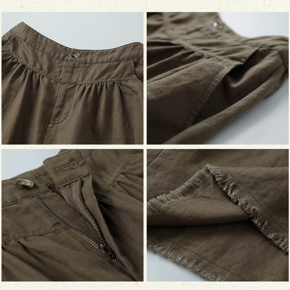 綿麻スカート　ゴムウエストスカート　　ブラック　S-Lサイズ S265BL 14枚目の画像
