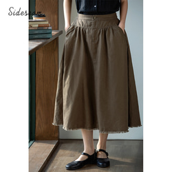 綿麻スカート　ゴムウエストスカート　　ブラック　S-Lサイズ S265BL 11枚目の画像