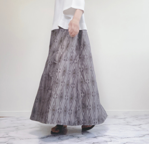 大島紬　ハンドメイド　着物リメイク　スカート　 3枚目の画像
