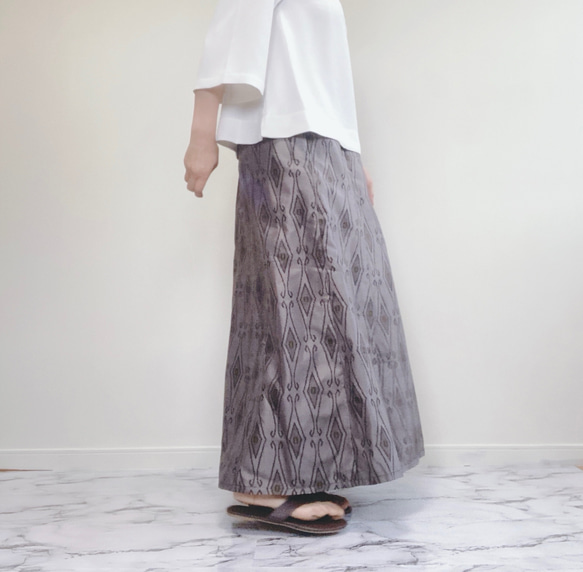 大島紬　ハンドメイド　着物リメイク　スカート　 1枚目の画像