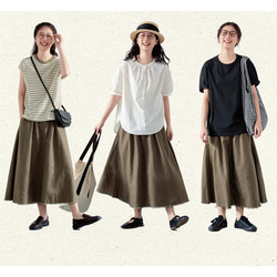 綿麻スカート　ゴムウエストスカート　　レッド　S-Lサイズ S265RE 9枚目の画像