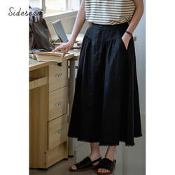綿麻スカート　ゴムウエストスカート　　レッド　S-Lサイズ S265RE 12枚目の画像