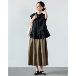 綿麻スカート　ゴムウエストスカート　　ブラウン　S-Lサイズ S265BR 7枚目の画像
