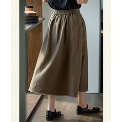 綿麻スカート　ゴムウエストスカート　　ブラウン　S-Lサイズ S265BR 5枚目の画像