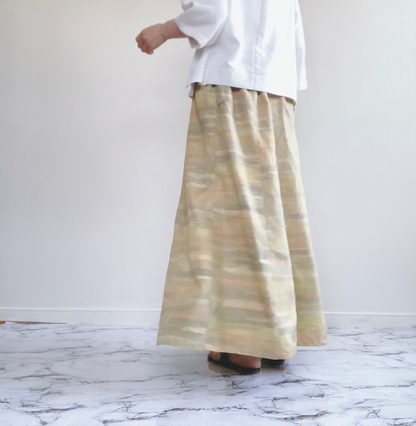 　ハンドメイド　着物リメイク　スカート　紬 3枚目の画像