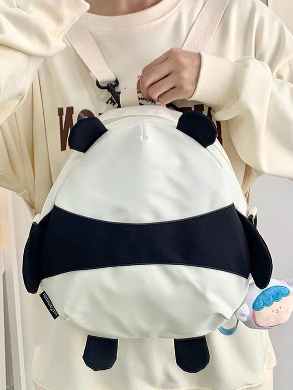ファッションシンプル撥水ナイロン布　レディース日常用　可愛いパンダ　ショルダーバッグ　バックパック（バッグリングなし） 13枚目の画像