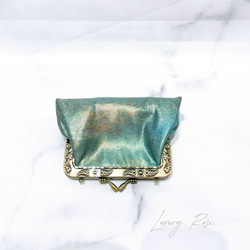 母の日セール！口金変更の為！！♡青銅の幻想的なニュアンス高級帯地ポーチ　コインケース　メイクポーチ　がま口ミニポーチ 5枚目の画像