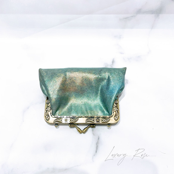 母の日セール！口金変更の為！！♡青銅の幻想的なニュアンス高級帯地ポーチ　コインケース　メイクポーチ　がま口ミニポーチ 5枚目の画像