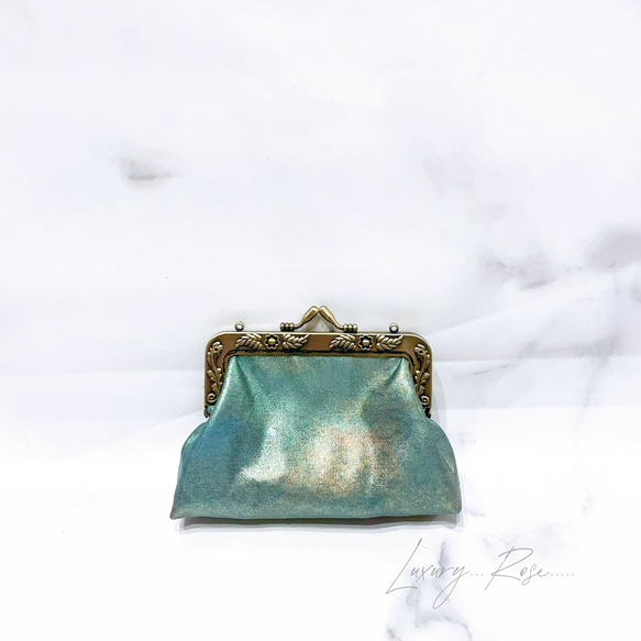 母の日セール！口金変更の為！！♡青銅の幻想的なニュアンス高級帯地ポーチ　コインケース　メイクポーチ　がま口ミニポーチ 2枚目の画像