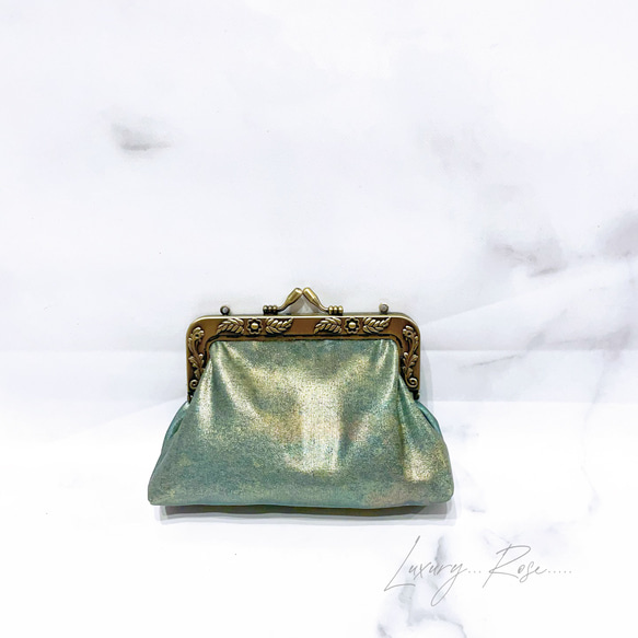 母の日セール！口金変更の為！！♡青銅の幻想的なニュアンス高級帯地ポーチ　コインケース　メイクポーチ　がま口ミニポーチ 3枚目の画像