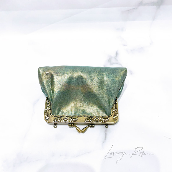 母の日セール！口金変更の為！！♡青銅の幻想的なニュアンス高級帯地ポーチ　コインケース　メイクポーチ　がま口ミニポーチ 6枚目の画像