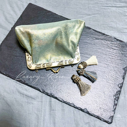 母の日セール！口金変更の為！！♡青銅の幻想的なニュアンス高級帯地ポーチ　コインケース　メイクポーチ　がま口ミニポーチ 7枚目の画像