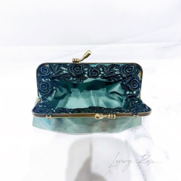 母の日セール！口金変更の為！！♡青銅の幻想的なニュアンス高級帯地ポーチ　コインケース　メイクポーチ　がま口ミニポーチ 10枚目の画像