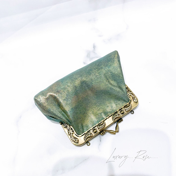 母の日セール！口金変更の為！！♡青銅の幻想的なニュアンス高級帯地ポーチ　コインケース　メイクポーチ　がま口ミニポーチ 8枚目の画像