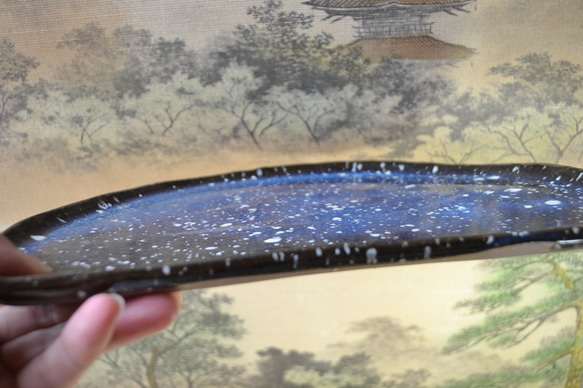 【新着！】大皿(星空の白天目)半月　プレート皿　★萩焼き　 11枚目の画像