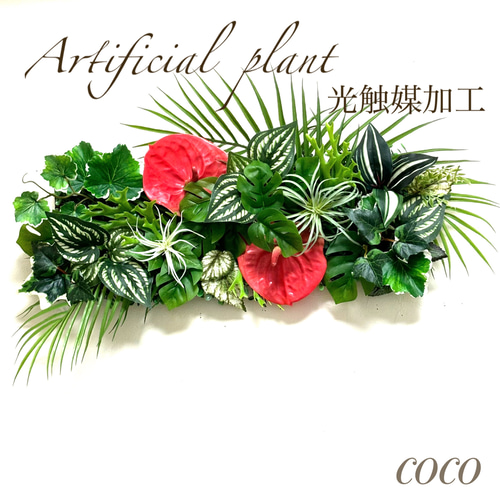 再販 光触媒加工ウォールグリーン フェイクグリーン壁掛け♡リゾート編  