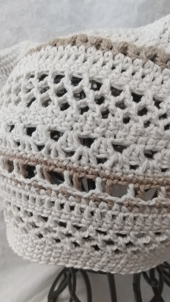 コットン100%素材の手編みねこ耳ニット帽♡大人サイズ♡406 7枚目の画像