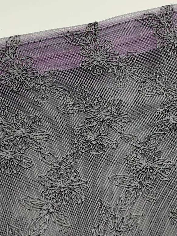 セミシースルーな刺繍ハードメッシュ　フラットポーチ　512 9枚目の画像